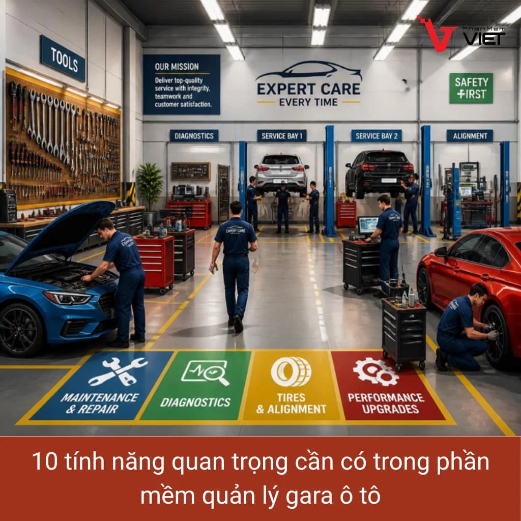 Phần mềm quản lý gara ô tô với đầy đủ tính năng quản lý sửa chữa, phụ tùng và khách hàng