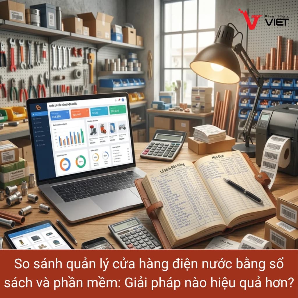 So sánh quản lý cửa hàng điện nước bằng sổ sách và phần mềm bán hàng hiện đại